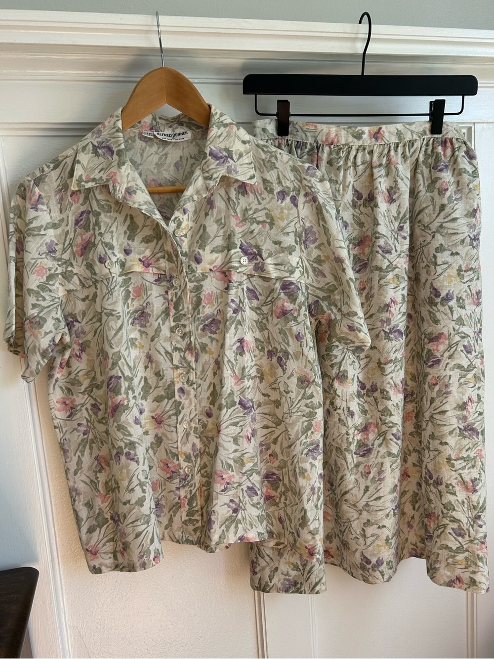 Vintage Alfred Dunner Blouse Skirt Set Cottagecore Grannycore Butter Mom